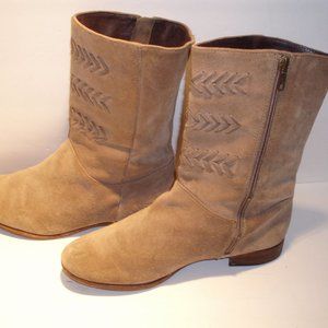 UGG Australia Carilyn Fawn Suede Leather Boots 8.5